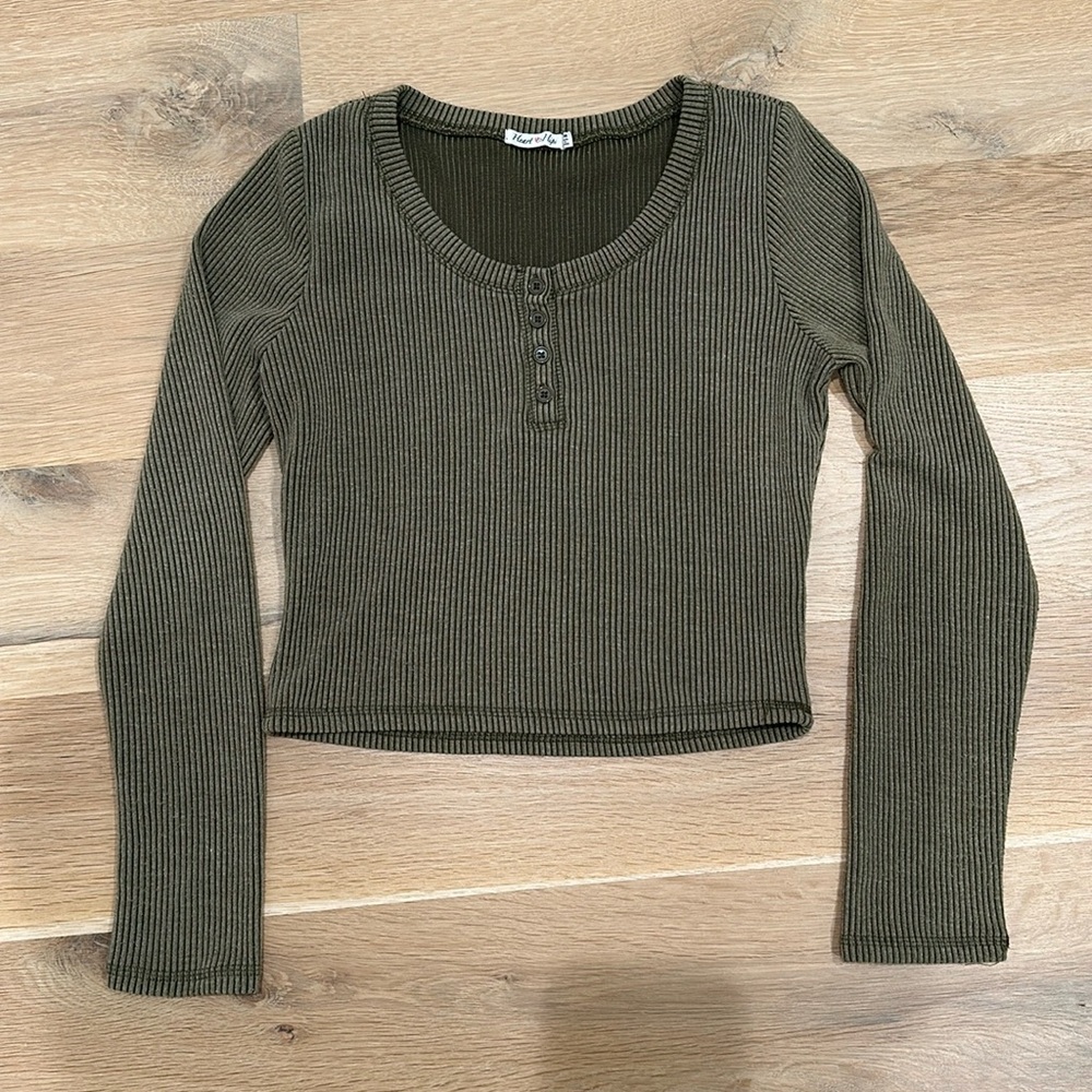Heart & Hips ribbed sweater, green, size M